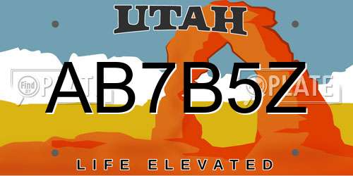 AB7B5Z Utah License Plate