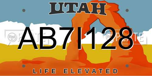 AB7I128 Utah License Plate