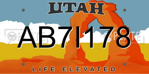 AB7I178 Utah License Plate