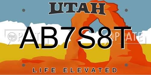 AB7S8T Utah License Plate