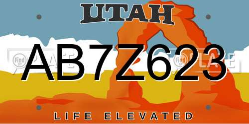 AB7Z623 Utah License Plate