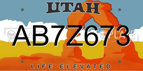 AB7Z673 Utah License Plate