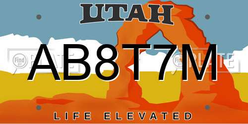 AB8T7M Utah License Plate