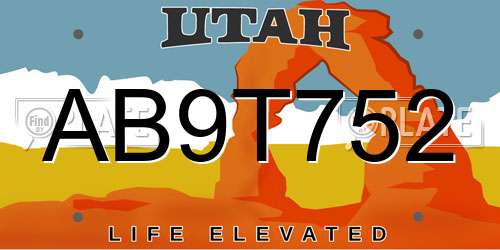AB9T752 Utah License Plate