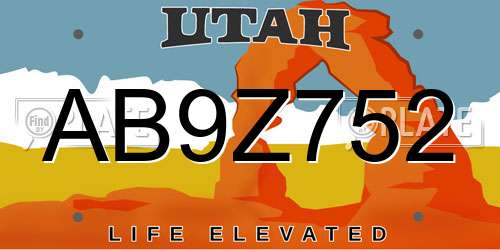 AB9Z752 Utah License Plate