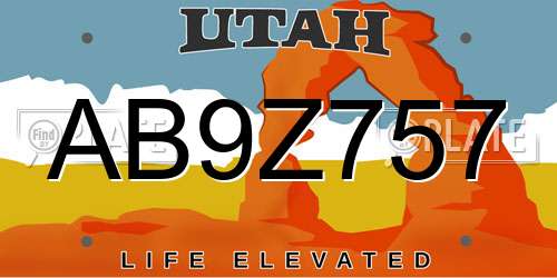 AB9Z757 Utah License Plate