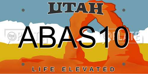 ABAS10 Utah License Plate