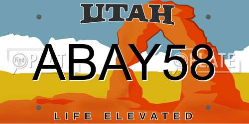 ABAY58 Utah License Plate