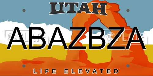 ABAZBZA Utah License Plate