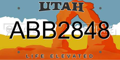 ABB2848 Utah License Plate