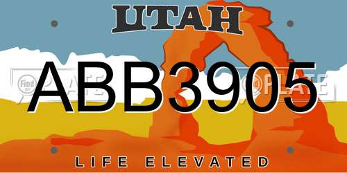 ABB3905 Utah License Plate