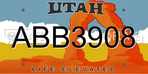 ABB3908 Utah License Plate