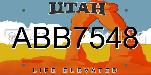 ABB7548 Utah License Plate