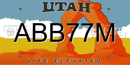ABB77M Utah License Plate