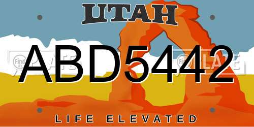 ABD5442 Utah License Plate