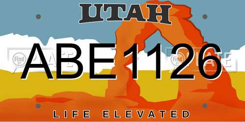 ABE1126 Utah License Plate