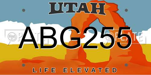 ABG255 Utah License Plate