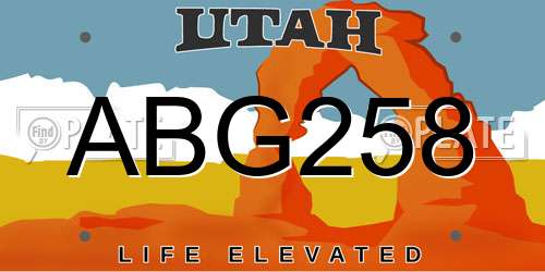 ABG258 Utah License Plate