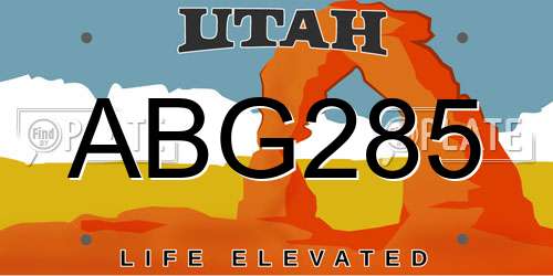 ABG285 Utah License Plate