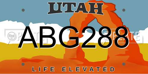 ABG288 Utah License Plate