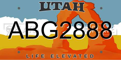 ABG2888 Utah License Plate