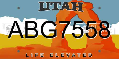 ABG7558 Utah License Plate