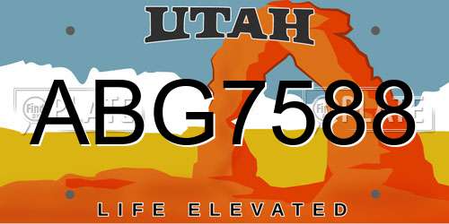 ABG7588 Utah License Plate