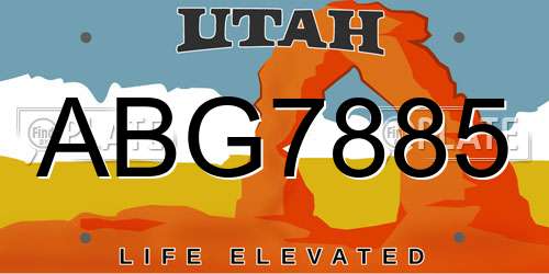 ABG7885 Utah License Plate