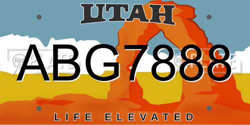 ABG7888 Utah License Plate