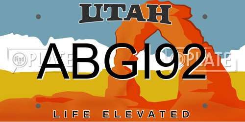 ABGI92 Utah License Plate