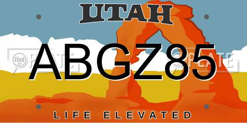 ABGZ85 Utah License Plate