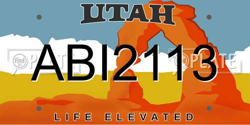 ABI2113 Utah License Plate