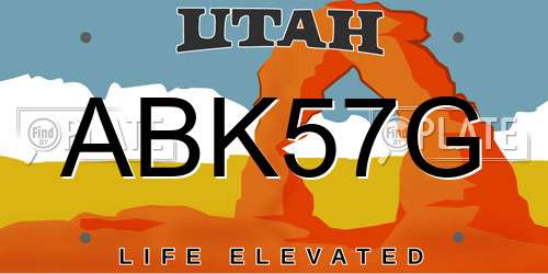 ABK57G Utah License Plate