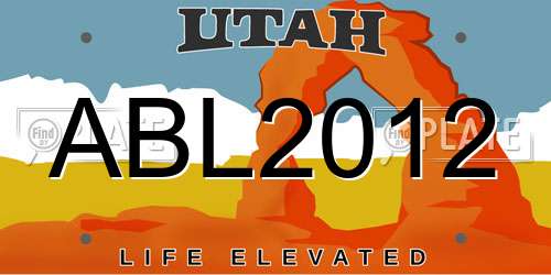 ABL2012 Utah License Plate