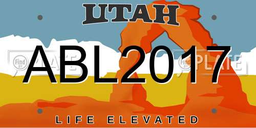 ABL2017 Utah License Plate