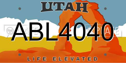 ABL4040 Utah License Plate