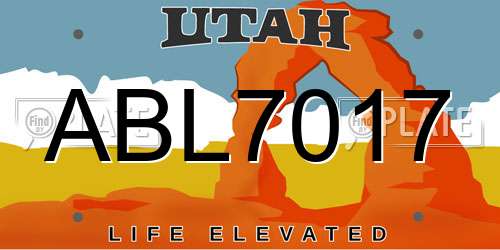 ABL7017 Utah License Plate