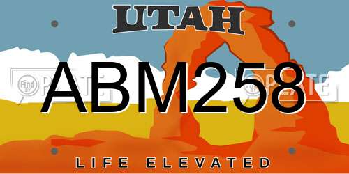 ABM258 Utah License Plate