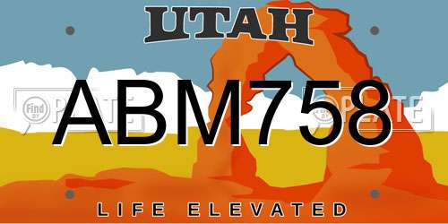 ABM758 Utah License Plate