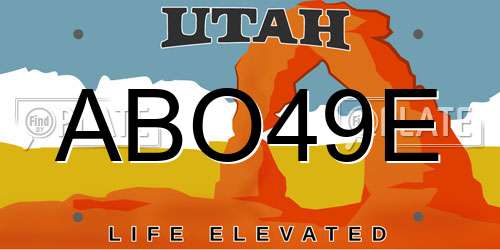 ABO49E Utah License Plate