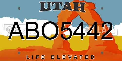ABO5442 Utah License Plate
