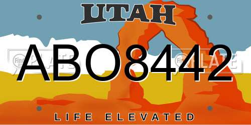 ABO8442 Utah License Plate