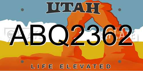 ABQ2362 Utah License Plate
