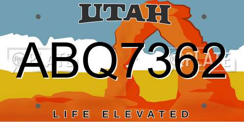 ABQ7362 Utah License Plate