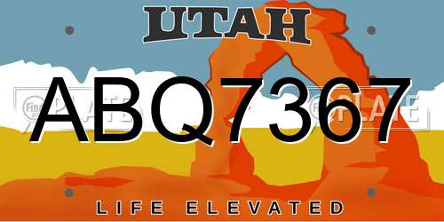 ABQ7367 Utah License Plate