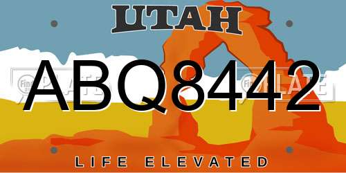 ABQ8442 Utah License Plate