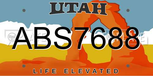 ABS7688 Utah License Plate