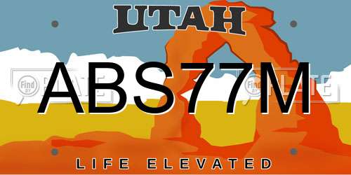ABS77M Utah License Plate