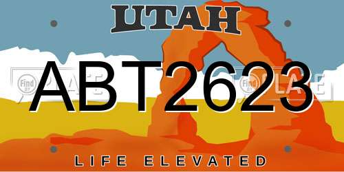 ABT2623 Utah License Plate