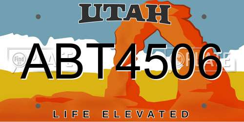 ABT4506 Utah License Plate